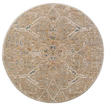 Surya Reina Light Brown, Tan, Denim, Rust, Olive, Light Gray, Cream and Mustard 7"10" Round Area Rug, , large