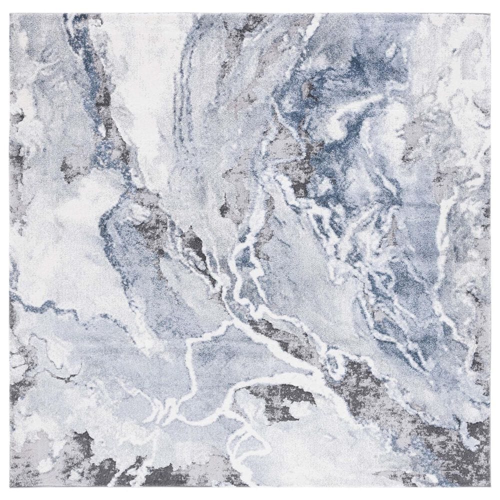 Safavieh Cyrus Shag 6"7" Square Ivory and Blue Area Rug, , large
