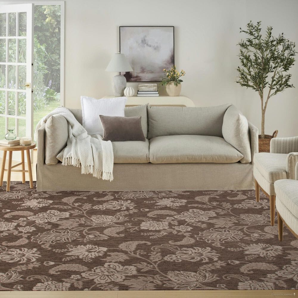 Nourison Garden Oasis Floral Mocha 8&#39; x 10&#39; Indoor/Outdoor Area Rug, , large
