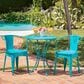 Hearth and Haven Lourdes 3-Piece Iron Bistro Set in Teal, , large
