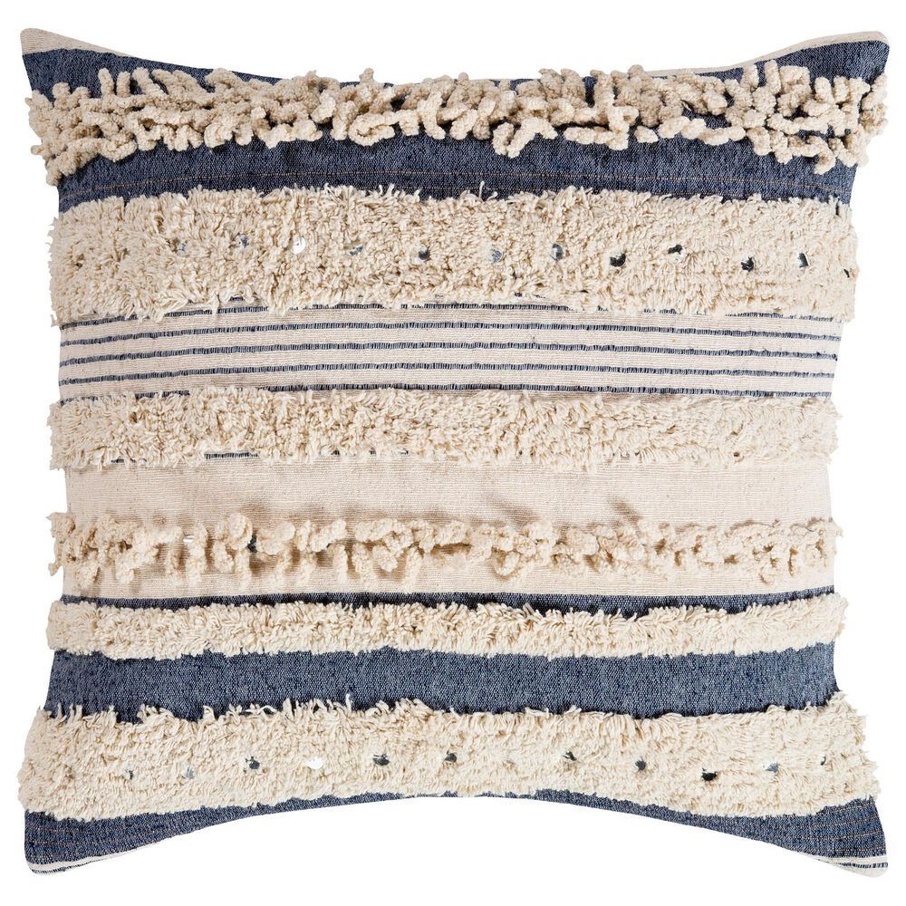 Surya Temara 20" Square Throw Pillow in Navy, Beige and Black, , large