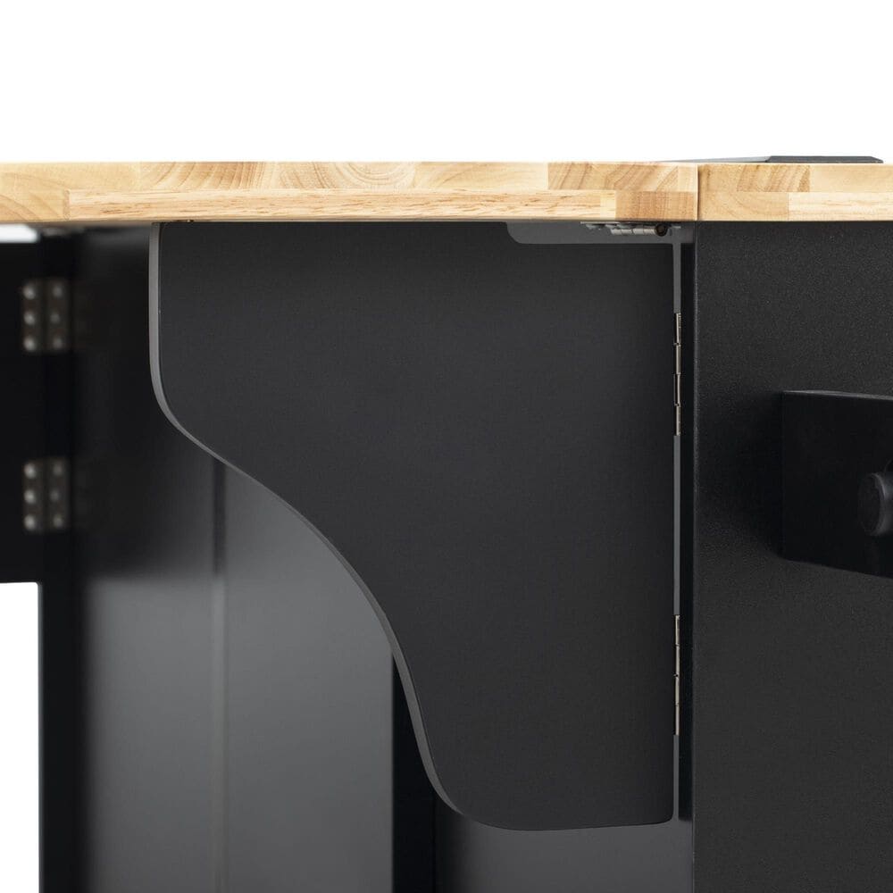 HOMLUX 59.3'' Kitchen Island with Trash Can Storage in Black and Natural, , large