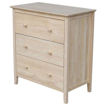 International Concepts 3 Drawer Chest in Unfinished, , large