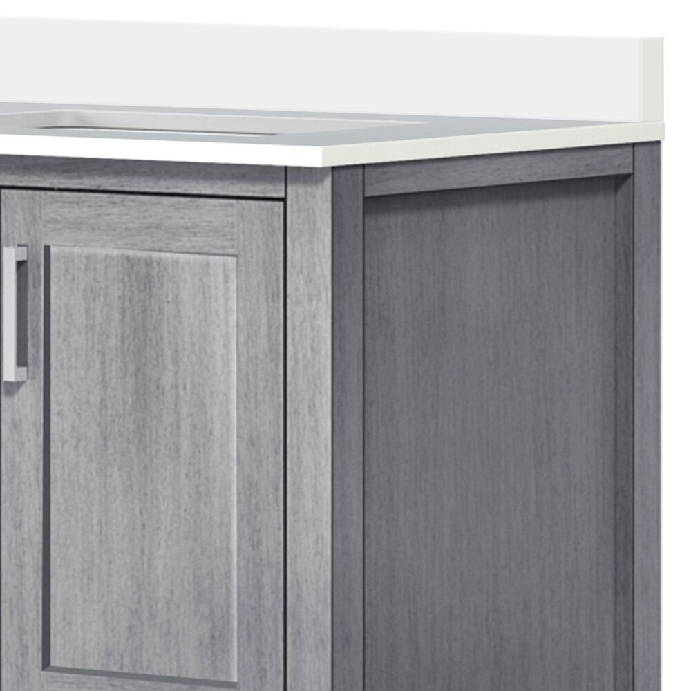 Lexora Home Jacques 30&quot; Single Bathroom Vanity in Distressed Grey with 2 cm White Quartz Top and Rectangular Sink, , large