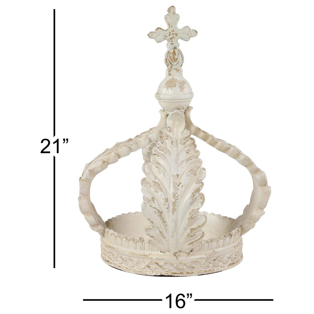 Maple and Jade Royal Crown Sculpture in Matte Antique White, , large