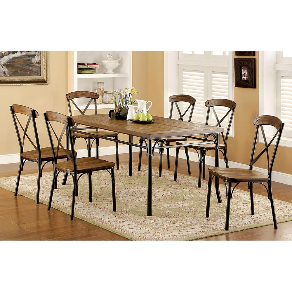 Furniture of America Alford Side Chair in Natural Elm and Bronze &#40;Set of 2&#41;, , large