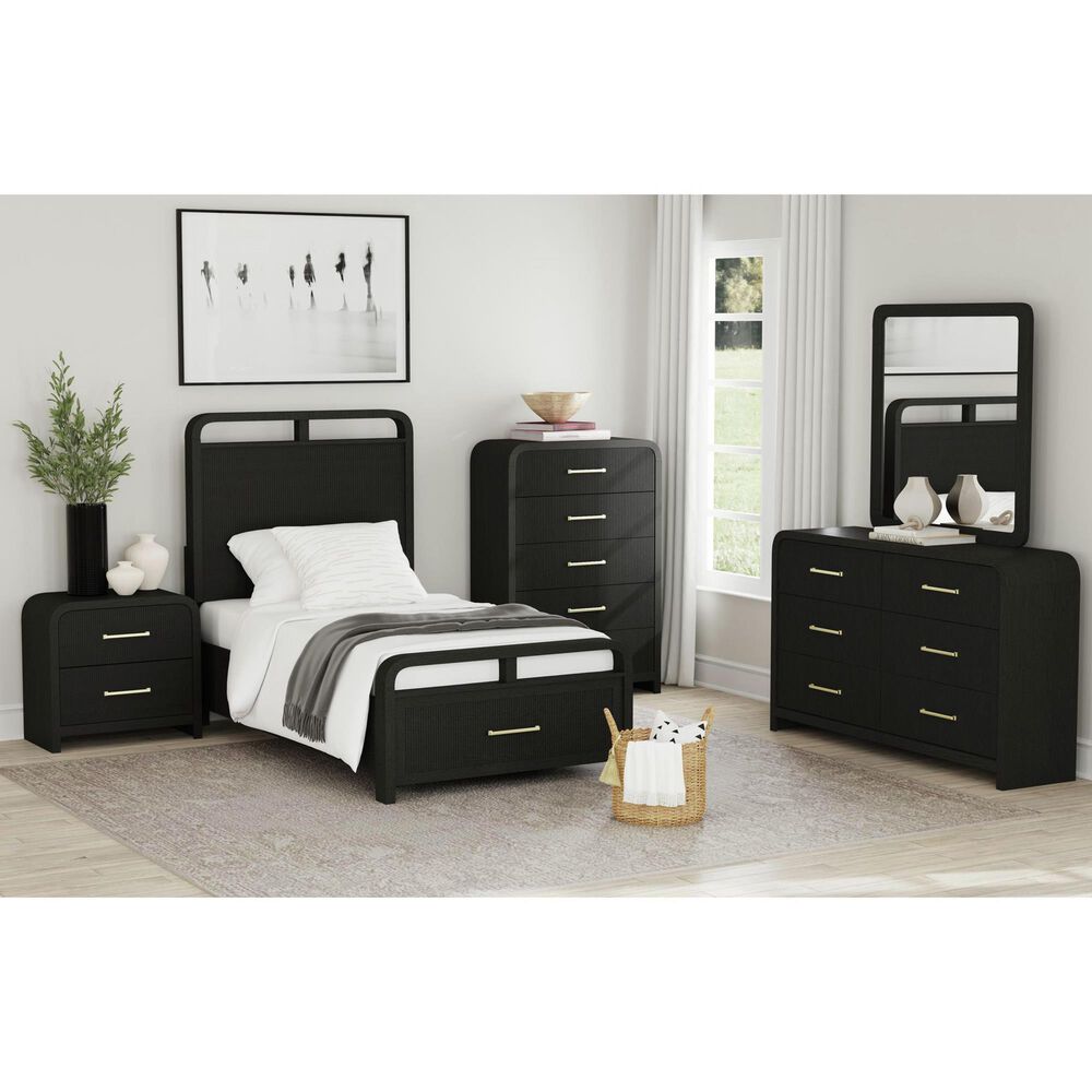 Mayberry Hill Ridgemont 6-Drawer Dresser and Mirror in Black, , large