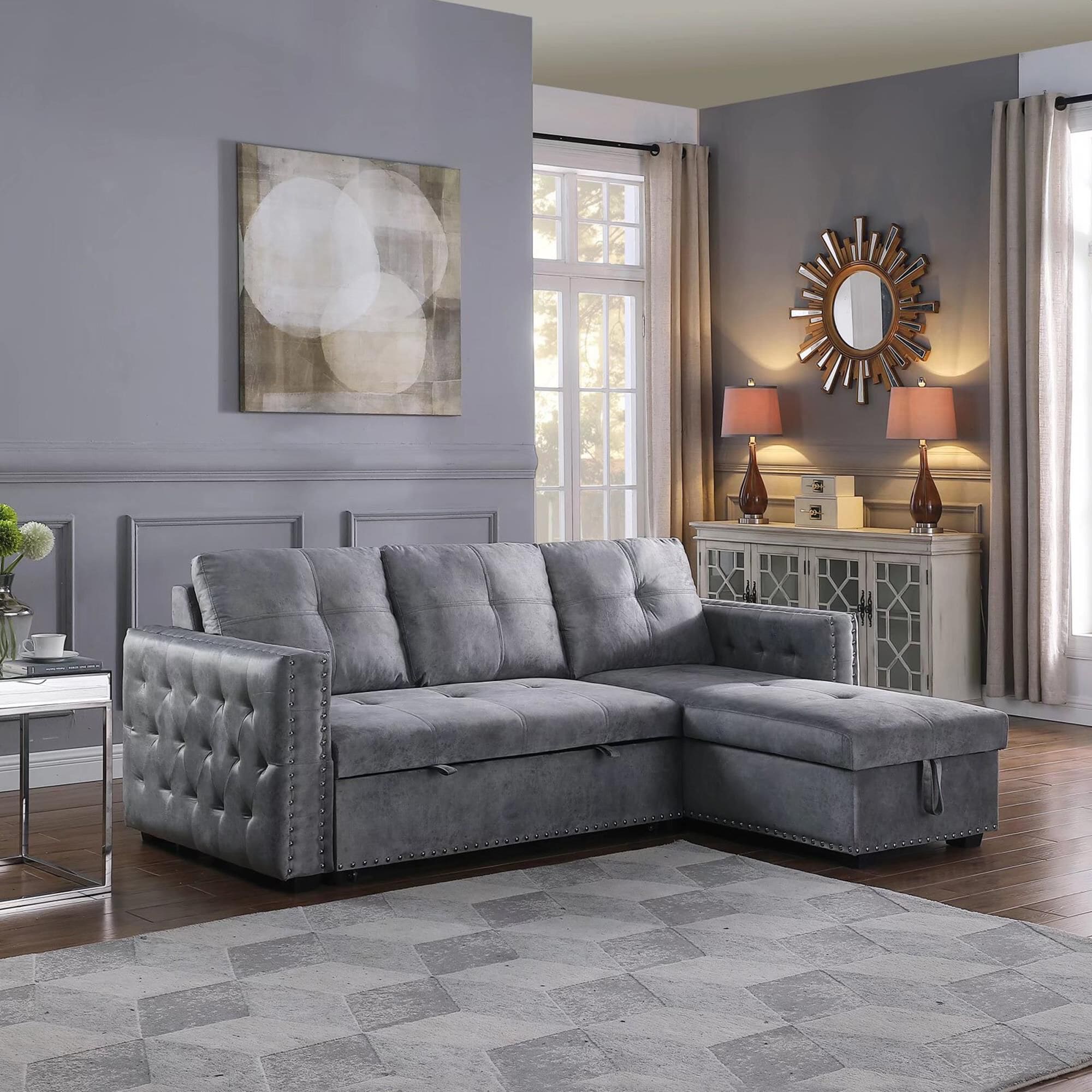 Grey sleeper deals sectional with storage