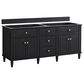 James Martin Vanities Lorelai 72" Double Vanity in Black Onyx with Single Hole 3 cm White Zeus Quartz Top & Backsplash, , large