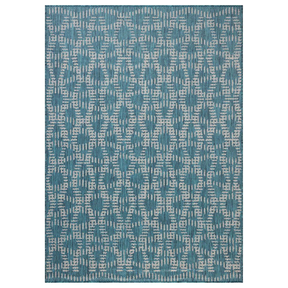 Loloi Easton Fog and Teal 4&#39; x 6&#39; Indoor/Outdoor Area Rug, , large