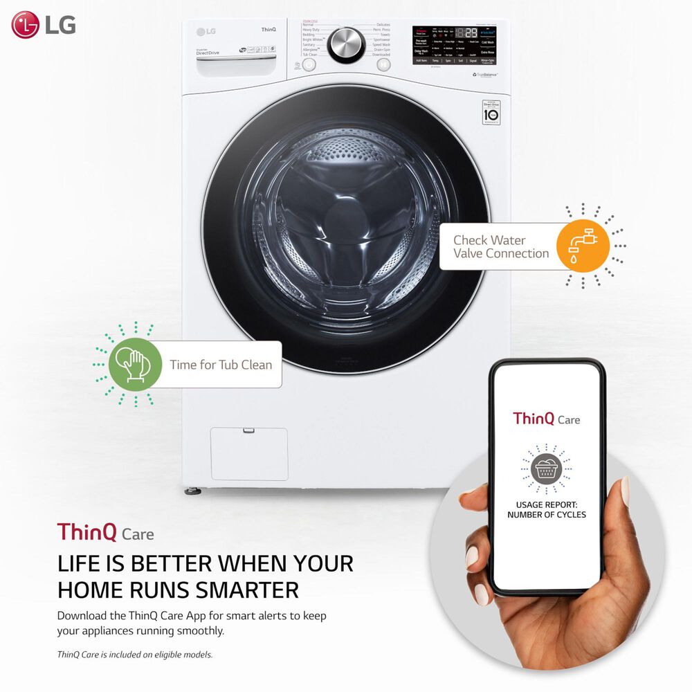 LG 5.0 Cu. Ft. Front Load Washer with TurboWash 360 in White, , large