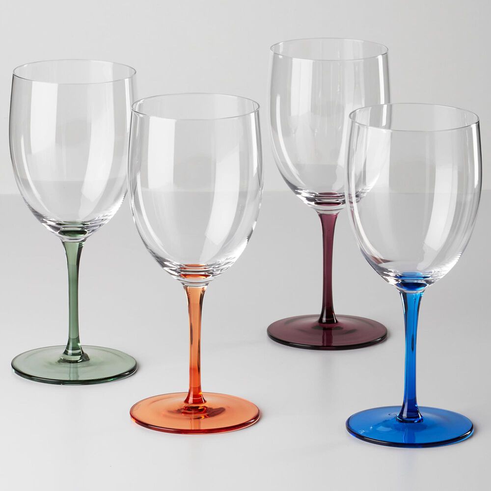 Oneida Entertain 365 Bottoms Up Wine Glasses in Clear, Purple, Blue, Green and Orange &#40;Set of 4&#41;, , large