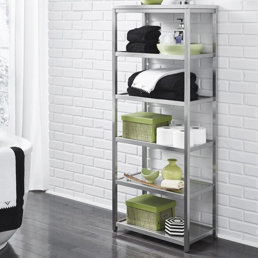 Home Styles Bold 6-Tier Bath Shelf in Stainless Steel, , large