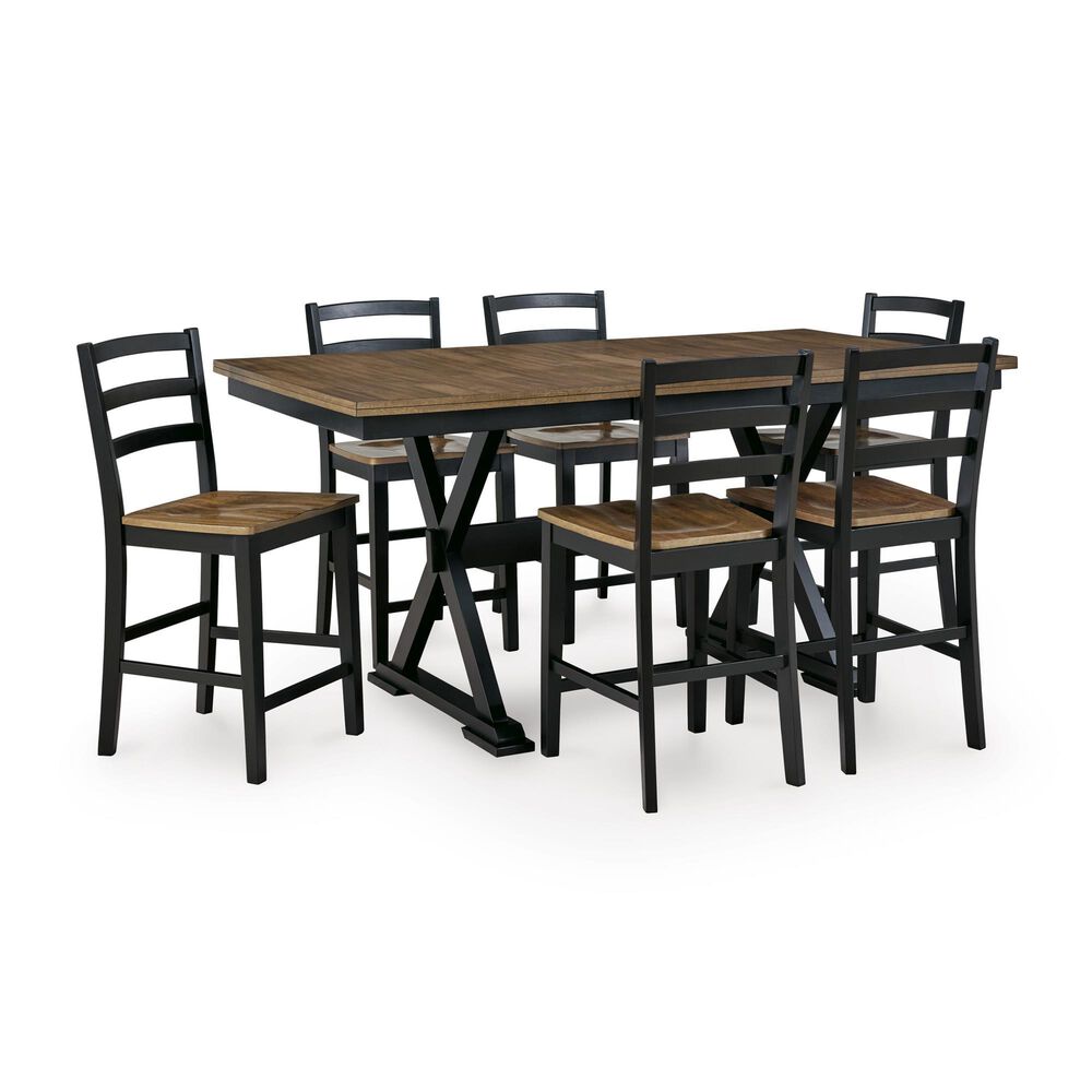 Ashley Wildenauer 7-Piece Counter Height Dining Set in Deep Brown and Satin Black, , large