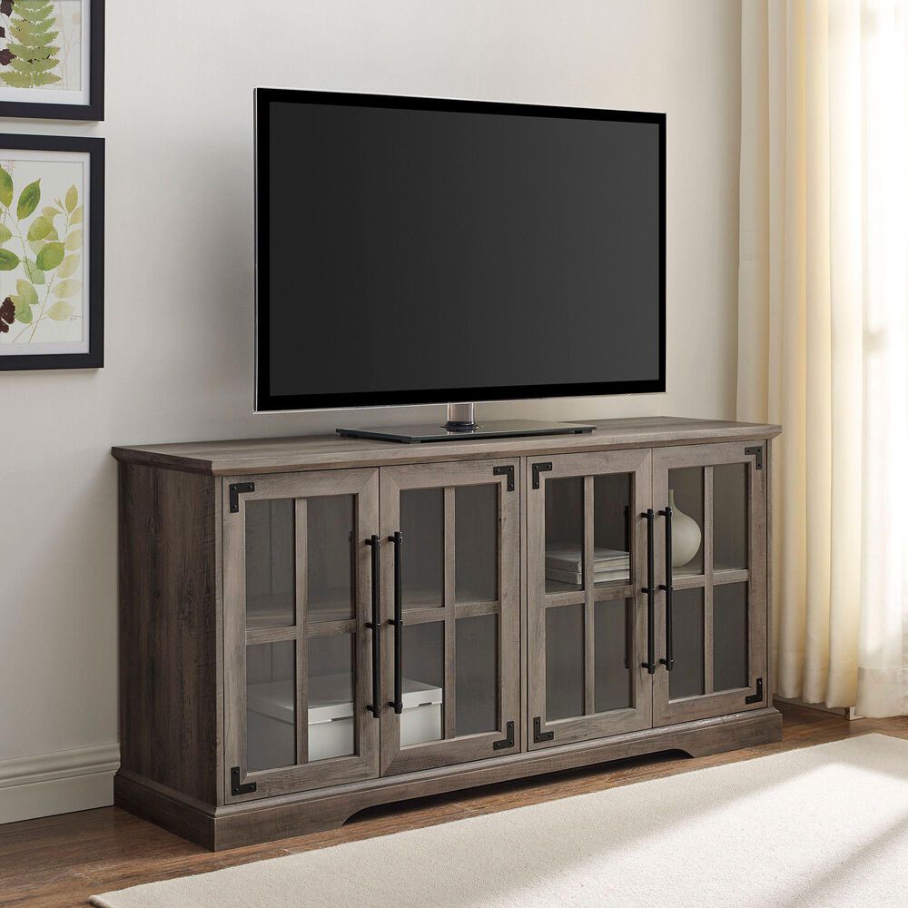 Walker Edison Abigail 58&quot; TV Stand in Grey Wash, , large