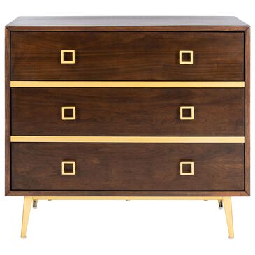 Safavieh Katia 3 Drawer Chest in Walnut/Gold, , large