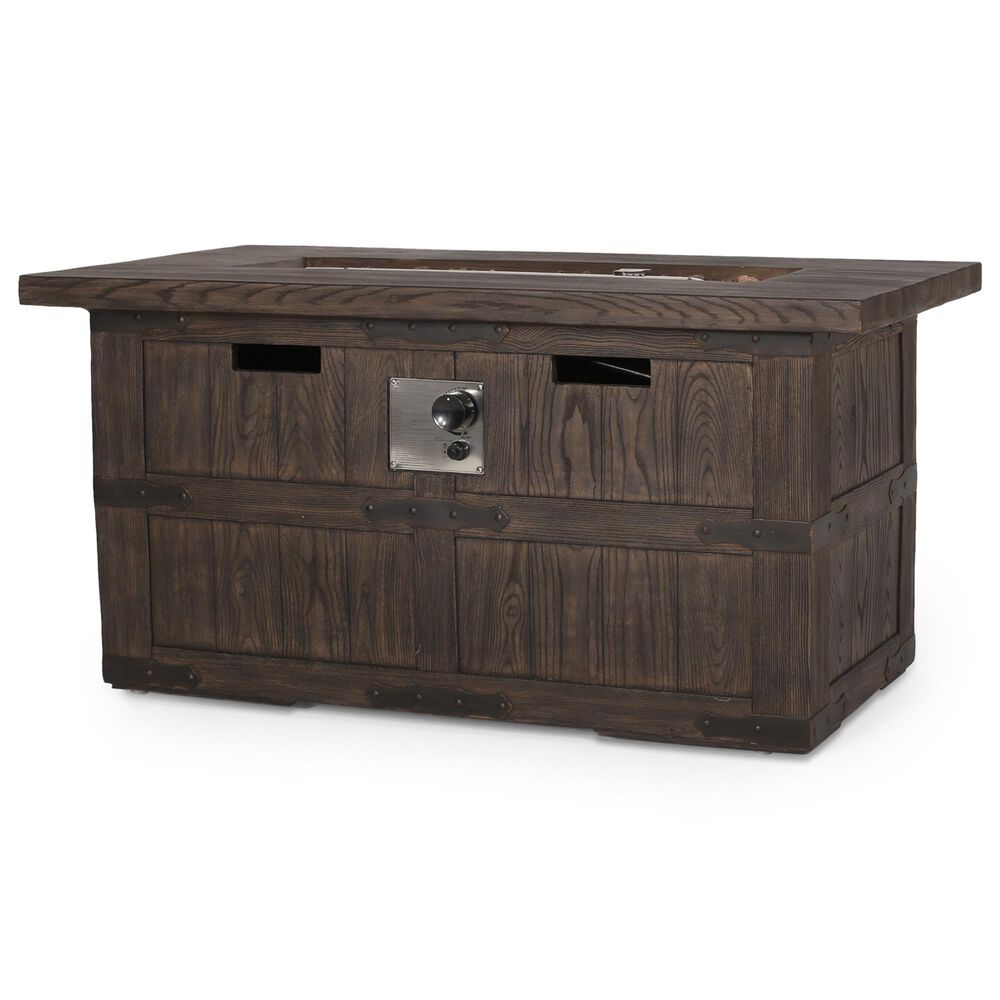 Noble House Arnton 40000 BTU Rectangle Fire Pit in Brown, , large