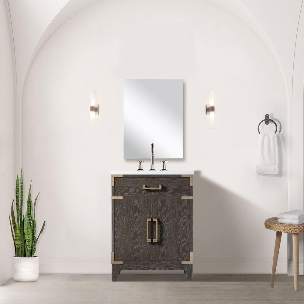 Lexora Home Laurel 24" Single Bathroom Vanity in Brown Oak with White Acrylic Top and Rectangular Sink, , large