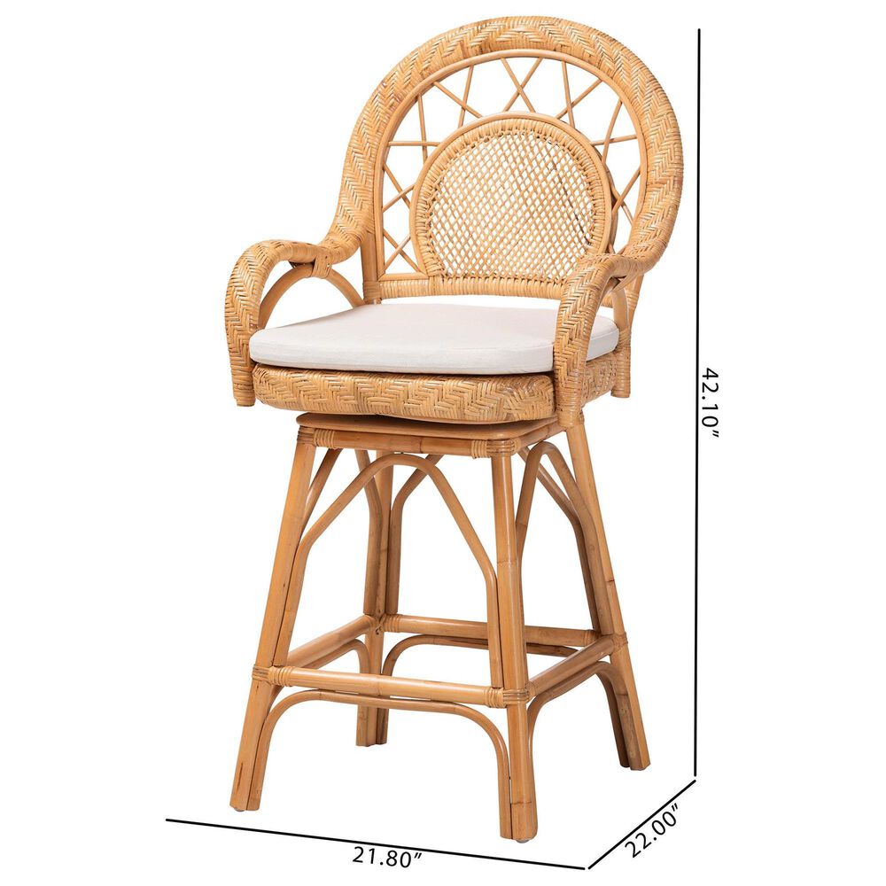 Baxton Studio Adam Swivel Counter Stool in Light Honey, , large