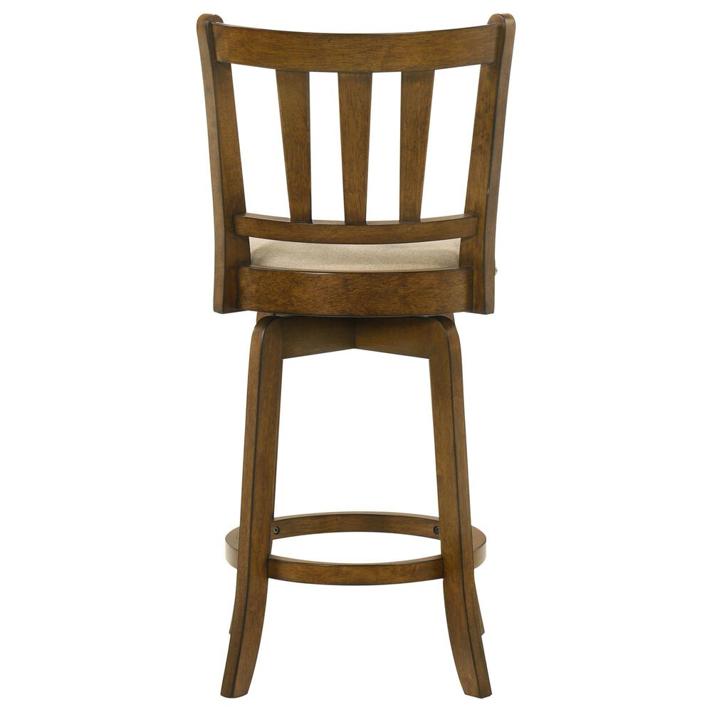 Armen Living Wren Swivel Counter Height Stool with Light Scone Upholstery in Sepia Brown, , large