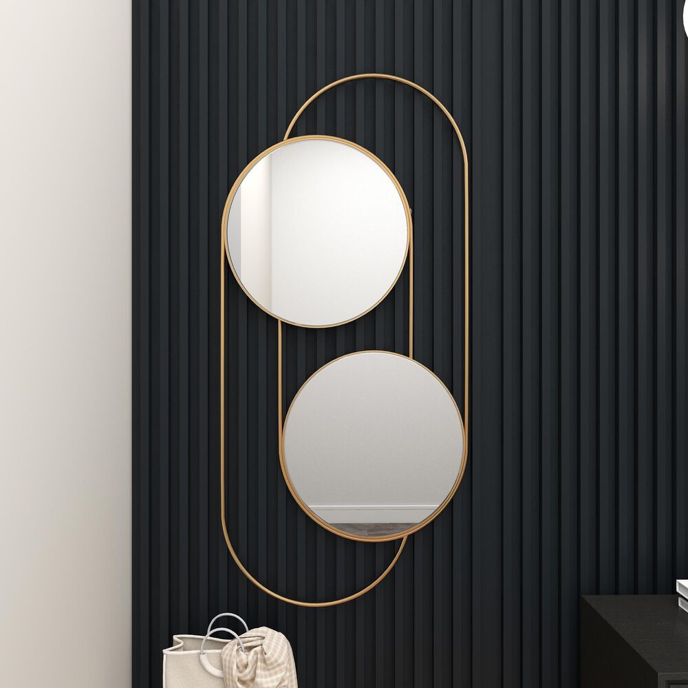 Maple and Jade 20&quot; x 43&quot; Wall Mirror in Matte Gold, , large