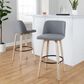 LumiSource Toriano Swivel Bar Stool with Grey Fabric Upholstery in Whitewashed and Black (Set of 2), , large