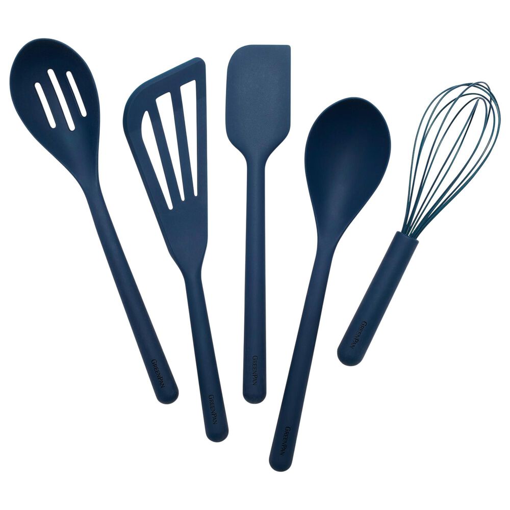 Green Pan Platinum Silicone 5-Piece Utensil Set in Oxford Blue, , large
