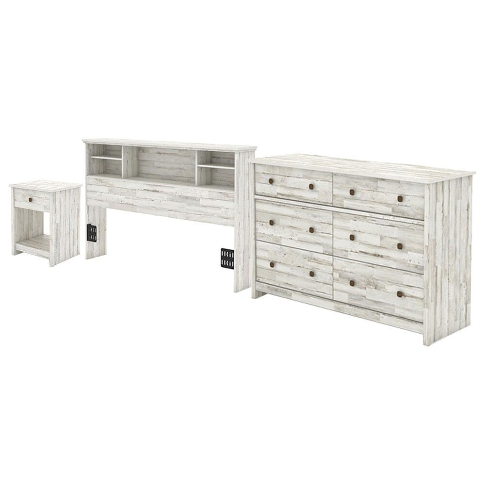 Sauder River Ranch 3-Piece Full/Queen Bedroom Set in White Plank, , large