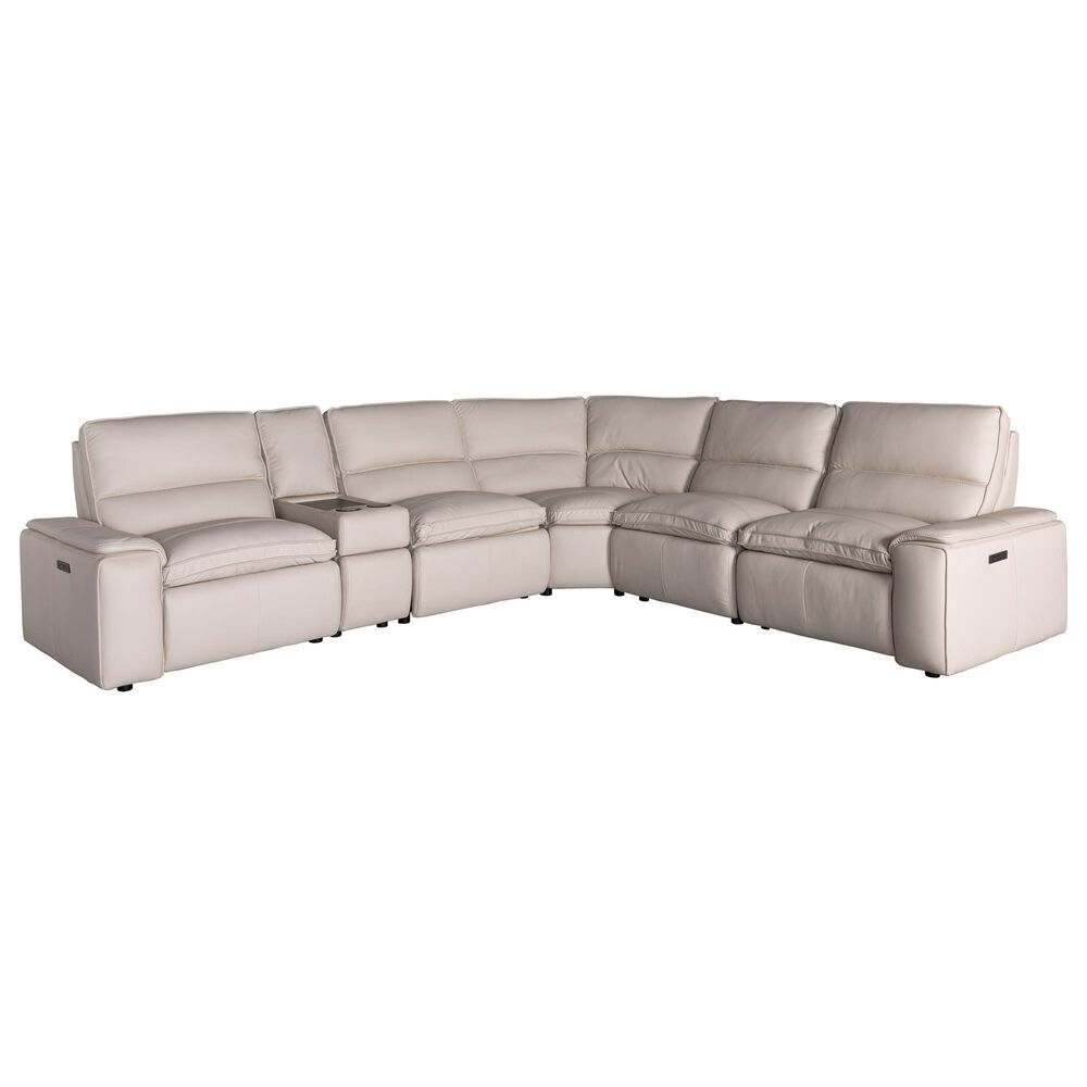 Superb Leather 6-Piece Leather Power Reclining Sectional in Oslo Pebble, , large
