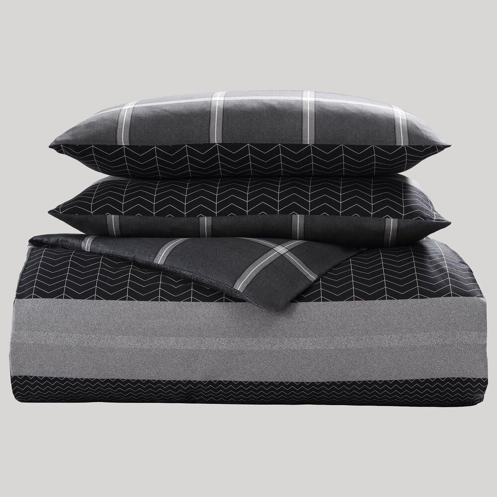 BEBEJAN Kyle 5-Piece King Comforter Set in Black and Grey, , large