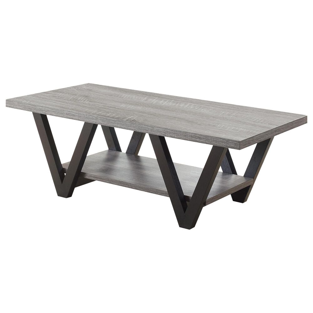 Pacific Landing Higgins V-Shaped Coffee Table in Black and Antique Grey, , large