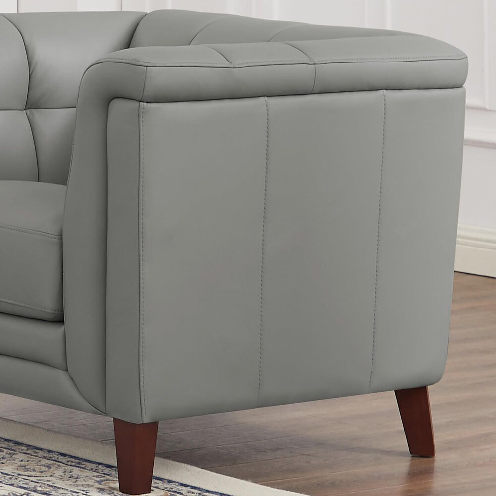 Hydeline Arvo Stationary Leather Sofa in Silver Gray, , large