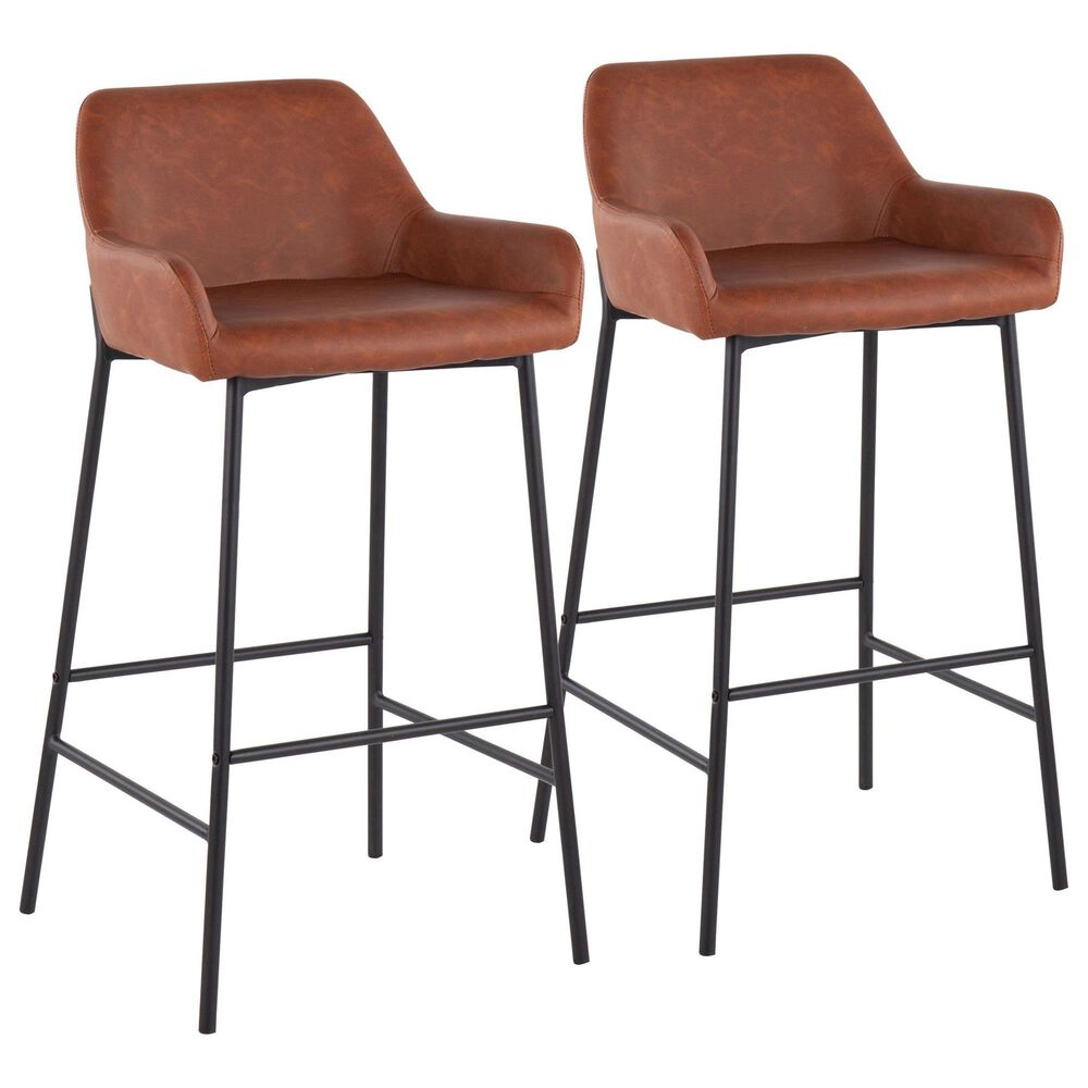 LumiSource Daniella Bar Stool with Camel Upholstery in Black (Set of 2), , large