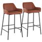 LumiSource Daniella Bar Stool with Camel Upholstery in Black (Set of 2), , large