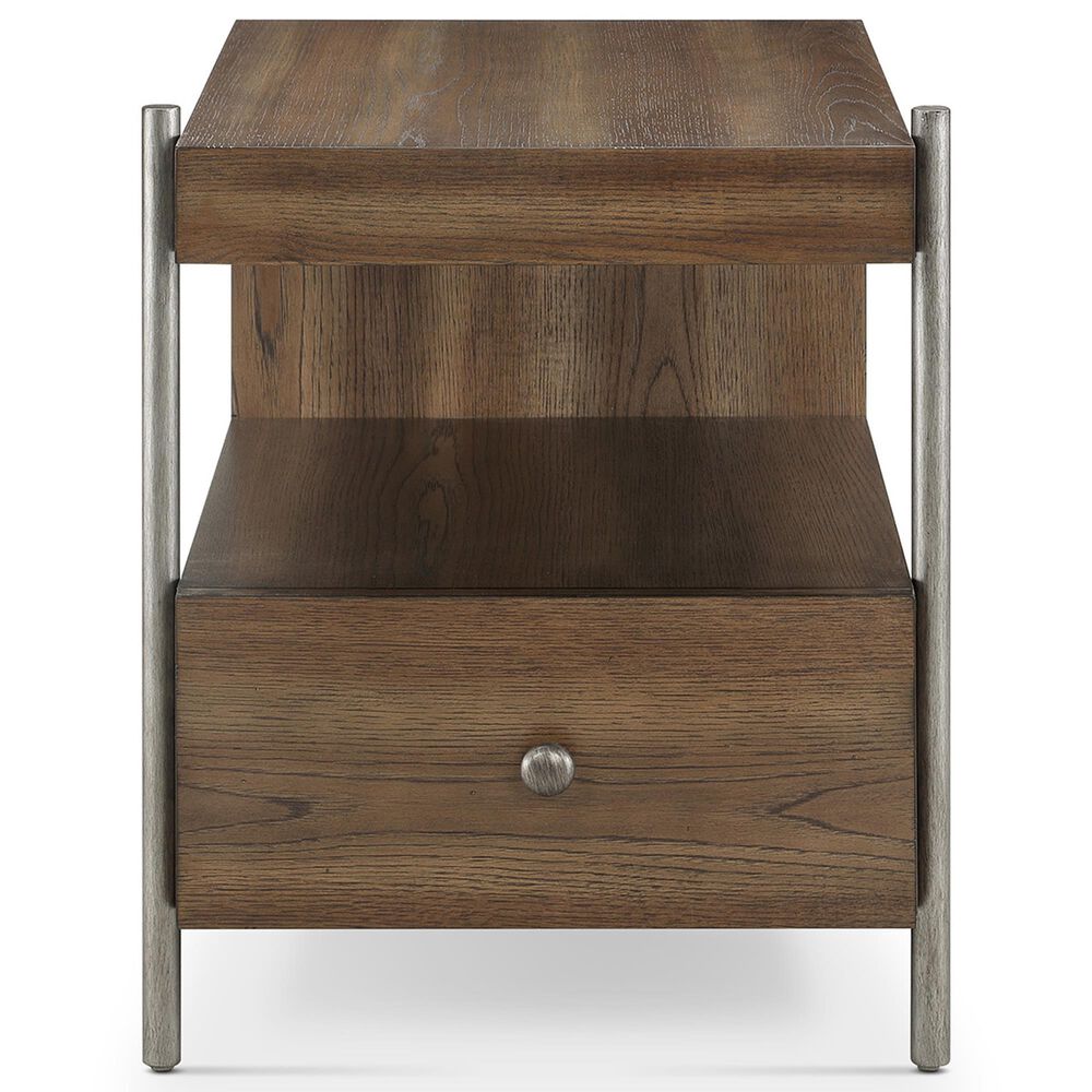 Nicolette Home Baxton Rectangular End Table in Sienna Ridge and Brushed Pewter, , large