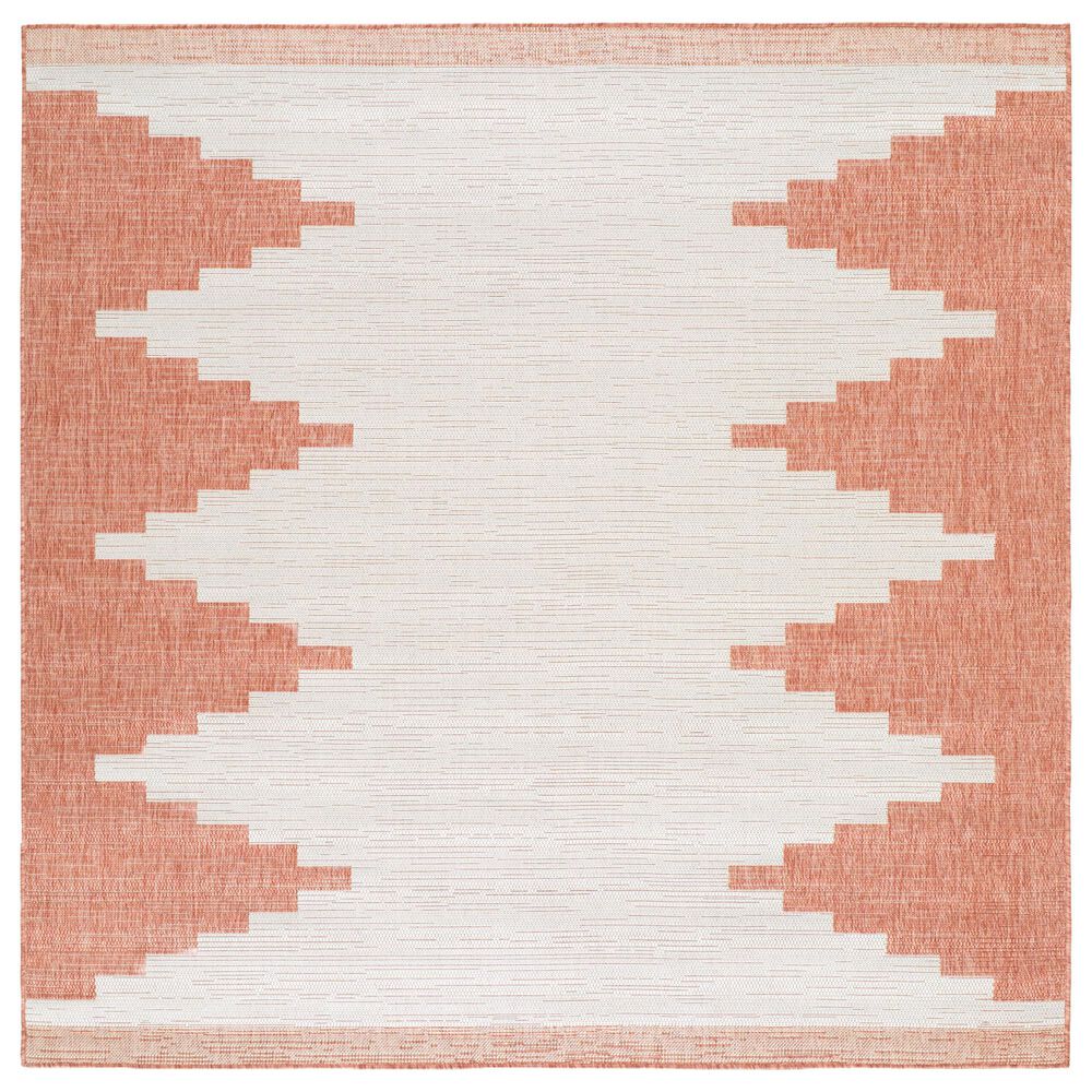 Surya Eagean EAG-2436 Rust, Ivory, Dusty Pink and Dusty Coral 6&#39;7&quot; Square Indoor/Outdoor Area Rug, , large