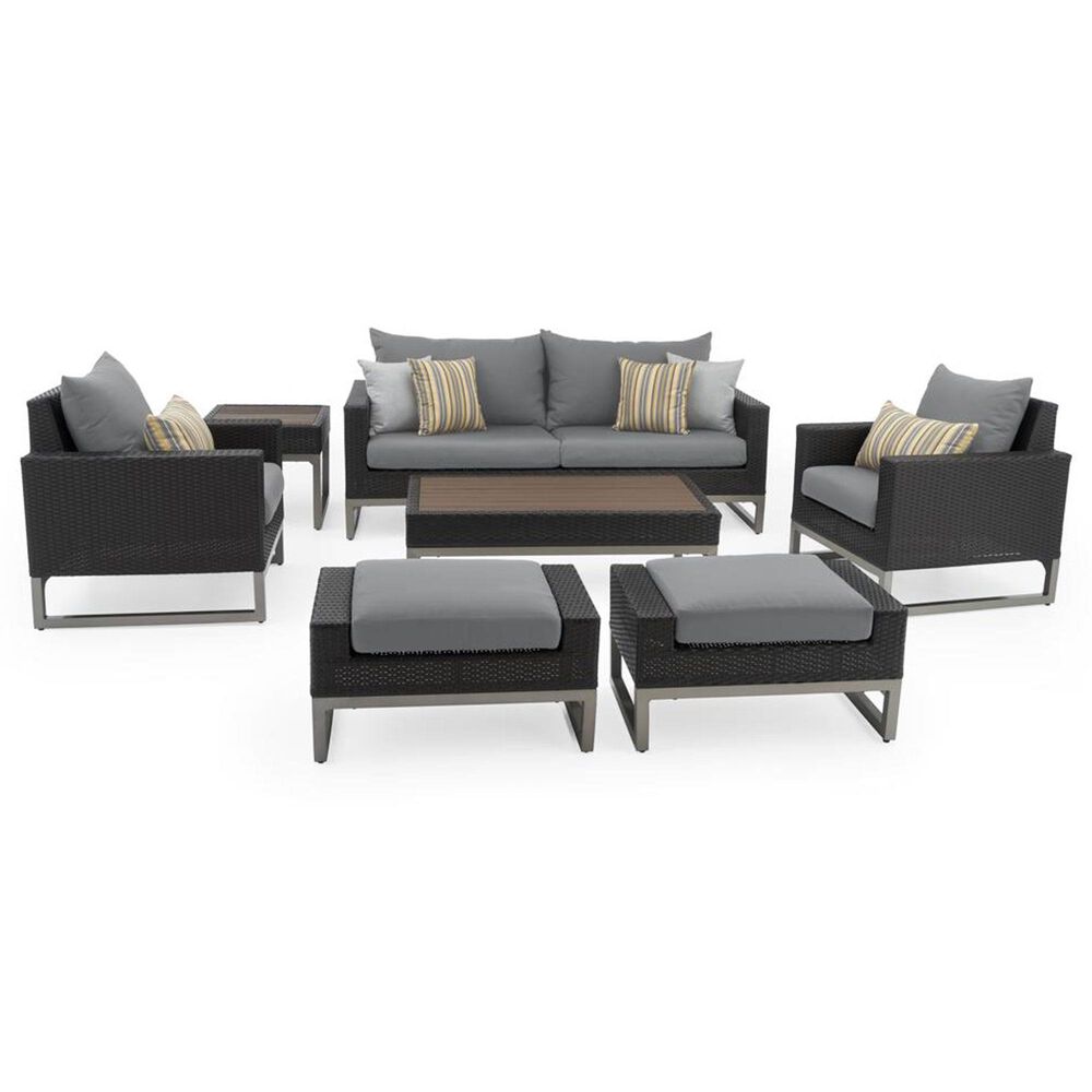 RST Brands Milo 7-Piece Sunbrella Patio Deep Seating Set in Charcoal Grey, , large