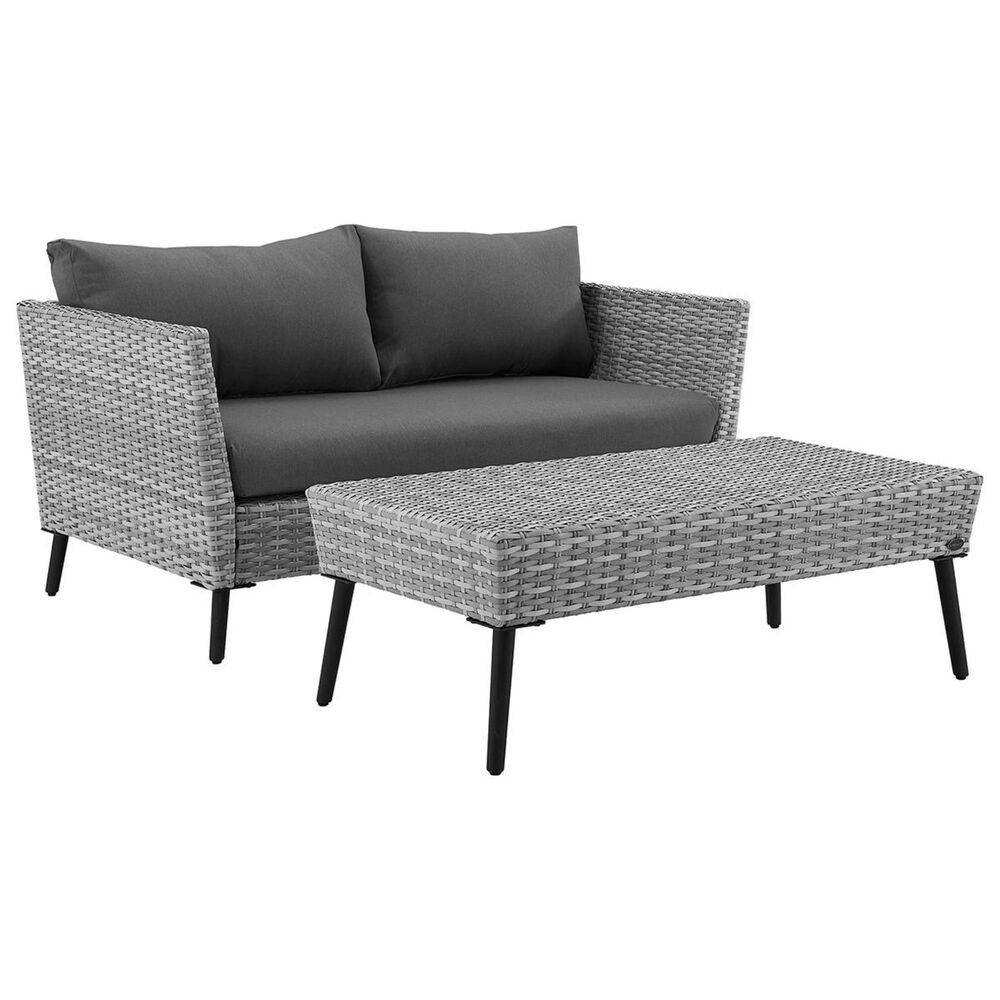 Crosley Furniture Richland Loveseat & Coffee Table in Grey, , large