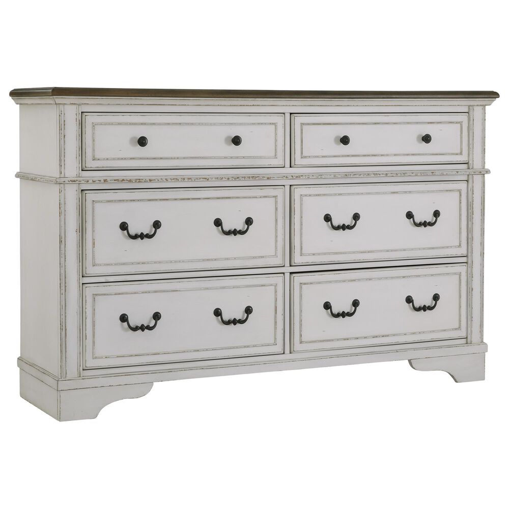 Ashley Blendon 6-Drawer Dresser in Chipped White and Brown, , large