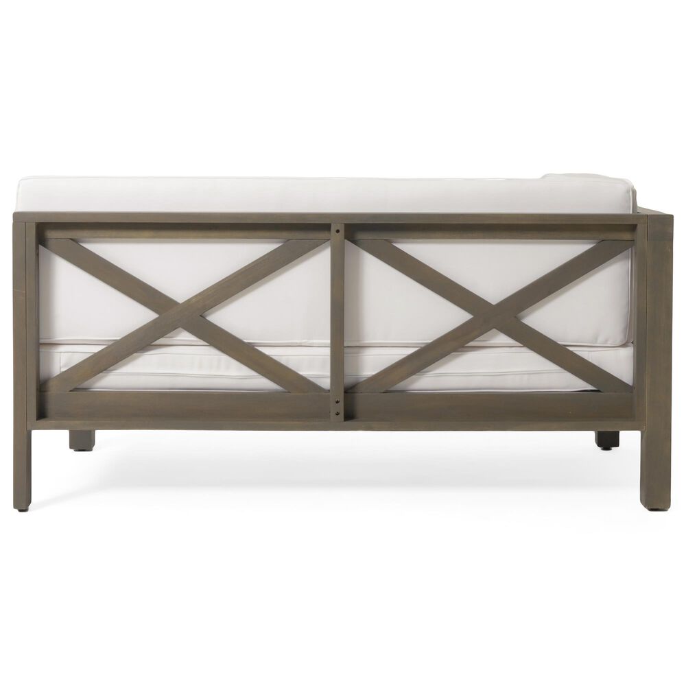 Hearth and Haven Brava Outdoor Corner Bench with Coffee Table in White, , large