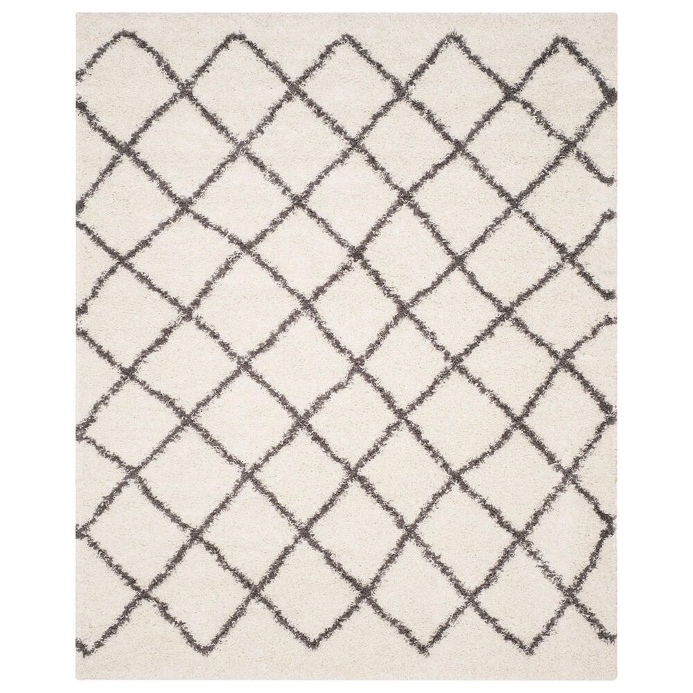 Safavieh Dallas Shag 8" x 10" Ivory and Dark Grey Area Rug, , large