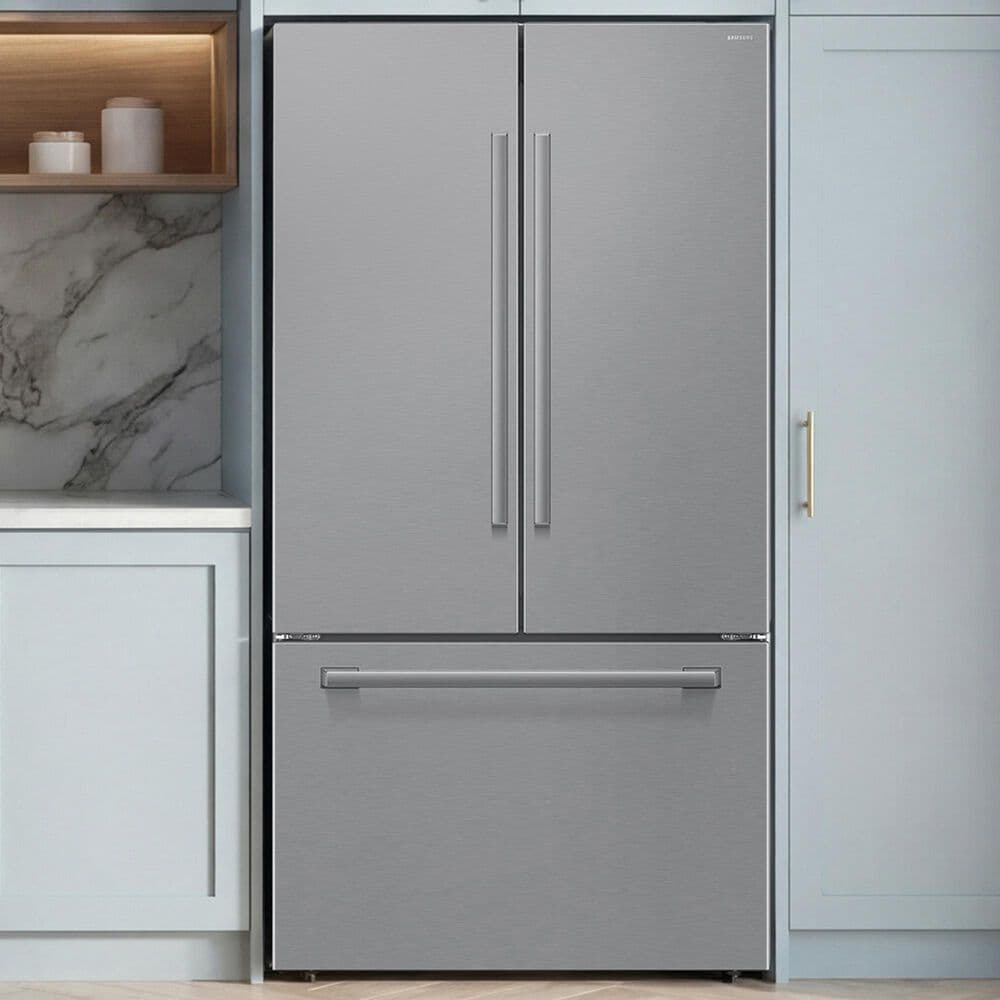Samsung Bespoke AI 30 Cu. Ft. French Door Refrigerator with Zero Clearance Fit and In-Door Tall Water Dispenser in Fingerprint Resistant Stainless Steel, , large