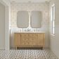 James Martin Vanities Laurent 60" Double Bathroom Vanity in Light Natural Oak with 3 cm Arctic Fall Solid Surface Top and Rectangular Sinks, , large