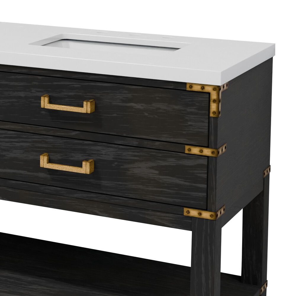 Lexora Home Norwalk 72" Double Bathroom Vanity in Black Oak with White Cultured Marble Top  and Rectangle Sink, , large