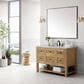 James Martin Vanities Breckenridge 48" Single Bathroom Vanity in Light Natural Oak with 3 cm Carrara White Marble Top and Rectangular Sink, , large