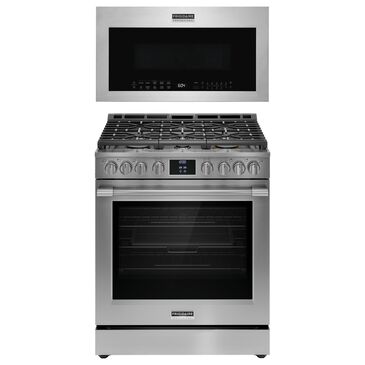 Frigidaire Professional 2-Piece Kitchen Package with 6.2 Cu. Ft. Gas Range and 1.9 Cu. Ft. Over-The-Range Microwave in Stainless Steel, , large