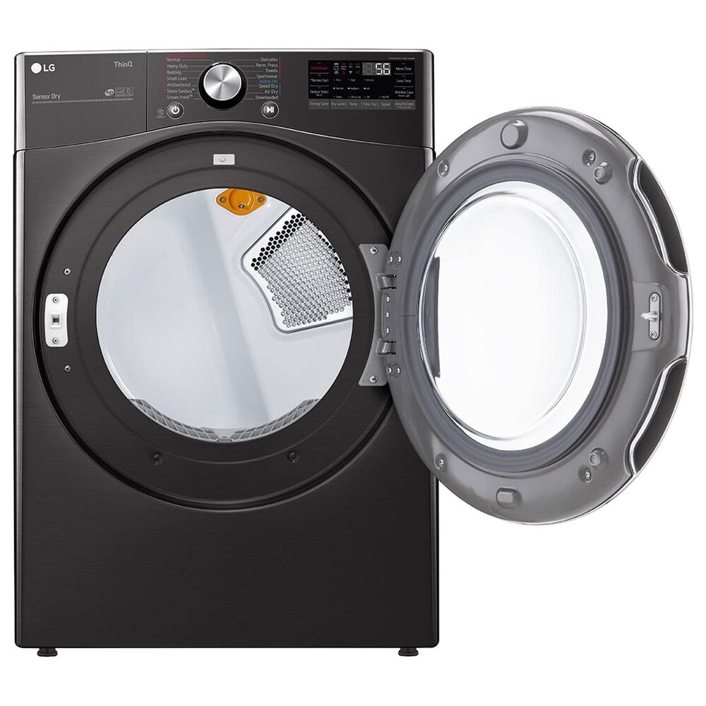 LG 7.4 Cu. Ft. Smart Front Load Electric Dryer with TurboSteam in Black Steel, , large