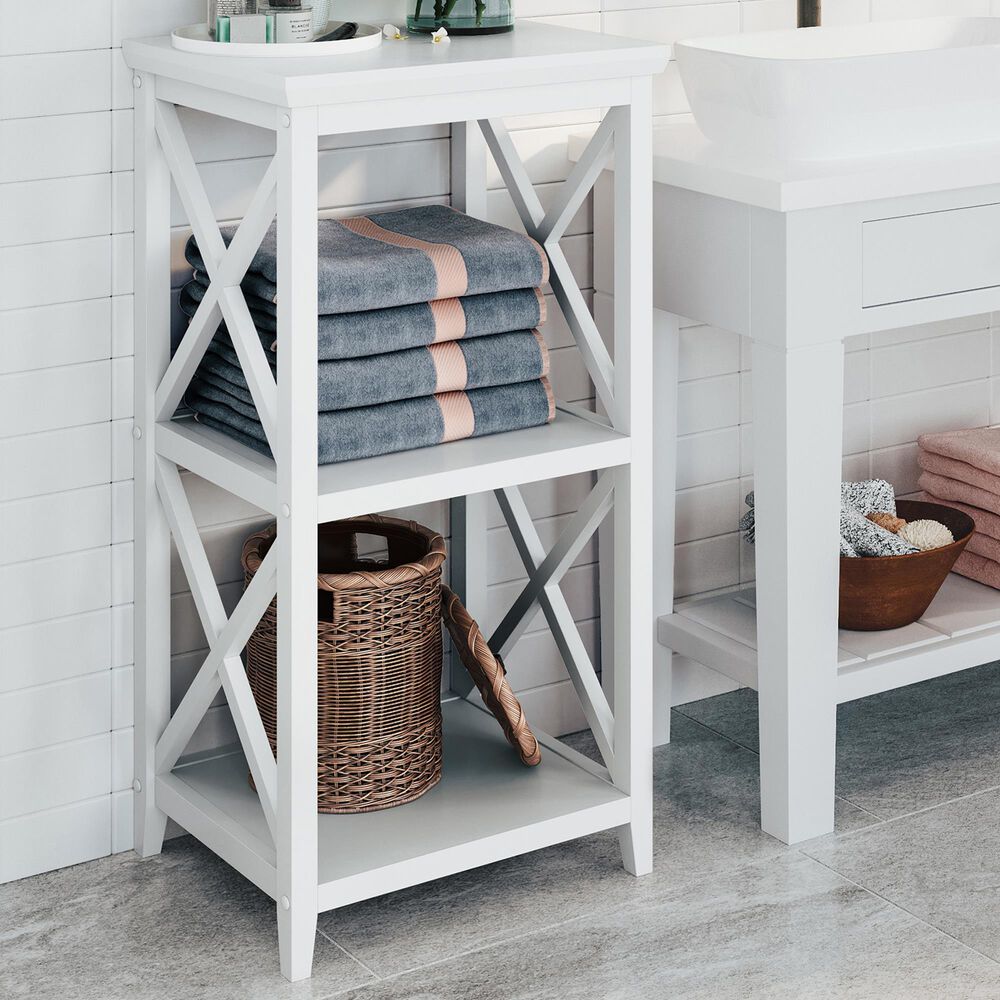 RiverRidge Home X-Frame 3-Shelf Storage Tower in White, , large