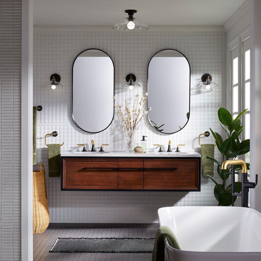 Kohler Tone Widespread Bathroom Sinks in Matte Black and Brushed Moderne Brass, , large