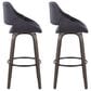 LumiSource Fabrico 30" Swivel Fixed-Height Bar Stool with Charcoal Fabric Upholstery in Black and Glazed Walnut (Set of 2), , large